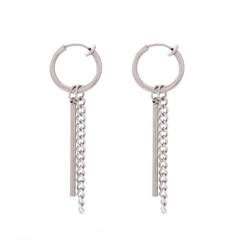 1 Piece Halloween Simple Style Pentagram Skull Plating Chain Titanium Steel Drop Earrings