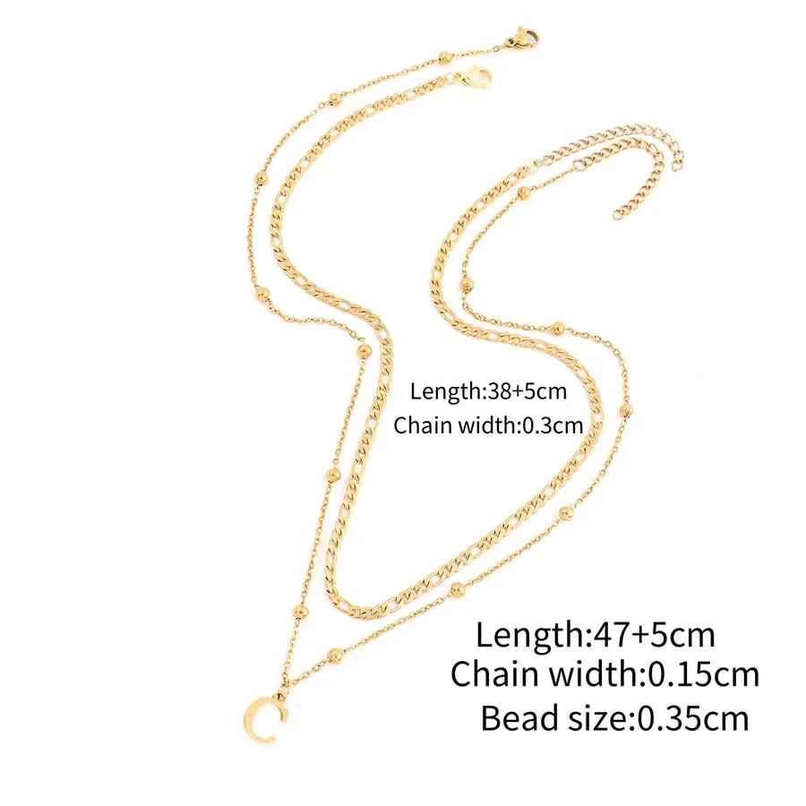 Wholesale Jewelry Elegant Simple Style Classic Style Letter 201 Stainless Steel 304 Stainless Steel Artificial Crystal cable chain figaro chain Pendant Necklace