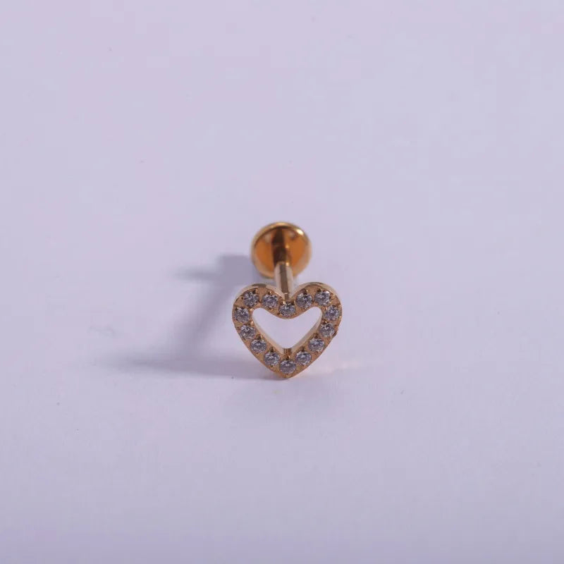 1 Piece Lip Rings Casual Punk Simple Style Cross Letter Heart Shape Titanium Alloy Polishing Plating Zircon 18K Gold Plated Lip Rings Ear Cartilage Rings & Studs