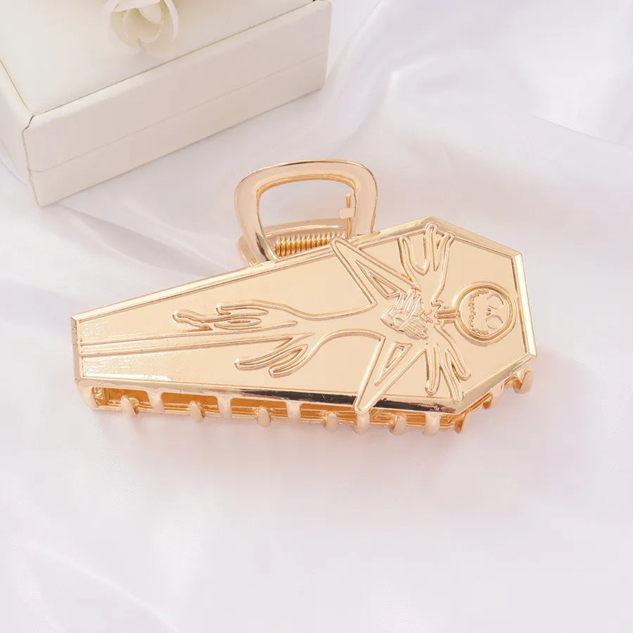 Halloween Large Size Skeleton Hair Clip Golden Brunette Claw Clamp Dark Style Headwear For Women And Skeleton Jack