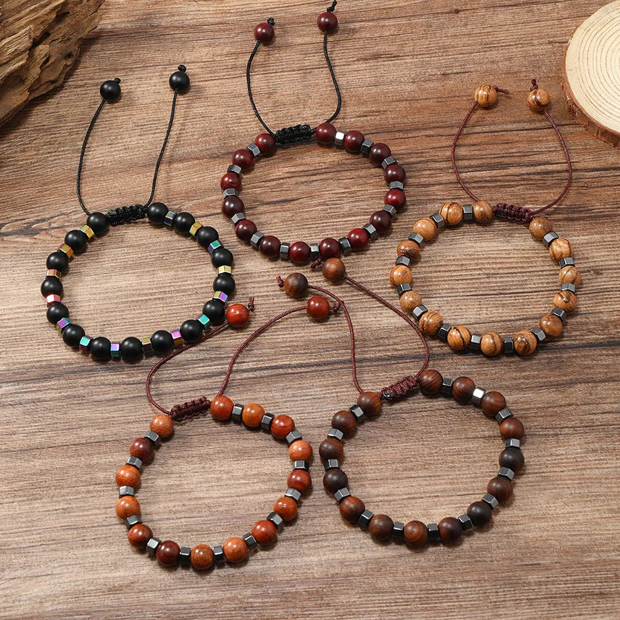 Retro Geometric Glass glass rope Braid Men's Bracelets 1 Piece