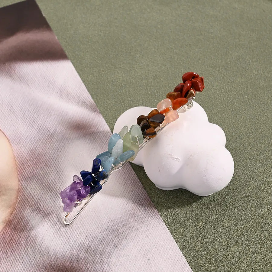 Casual Vintage Style Ethnic Style Women's Irregular Copper Handmade Polishing Plating Natural Stone Hair Clip