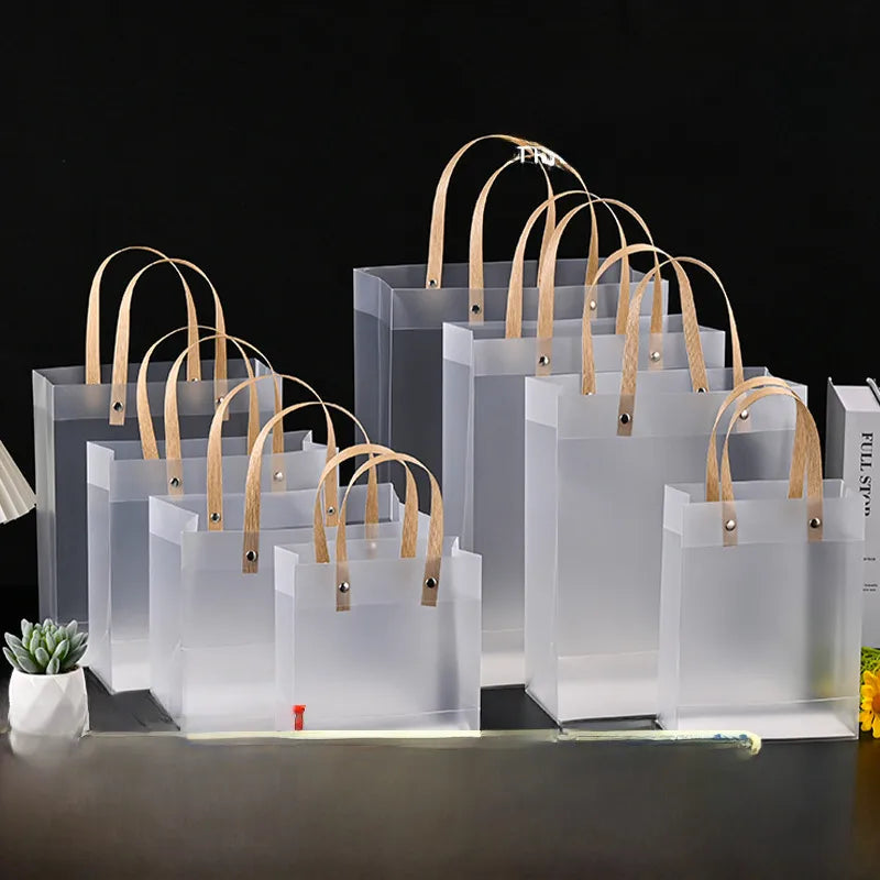 Spot transparent handbag wedding gift bag PP plastic gift bag frosted gift bag advertising bag