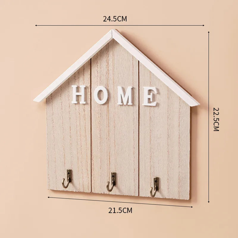 Nordic style solid wood hook a row of creative porch clothes hook home wall key storage box wall hook