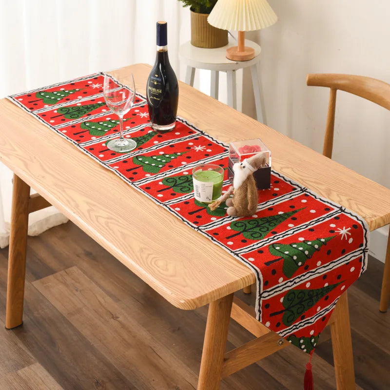 Christmas Cartoon Style Simple Style Color Block Holiday Festival Table Runner