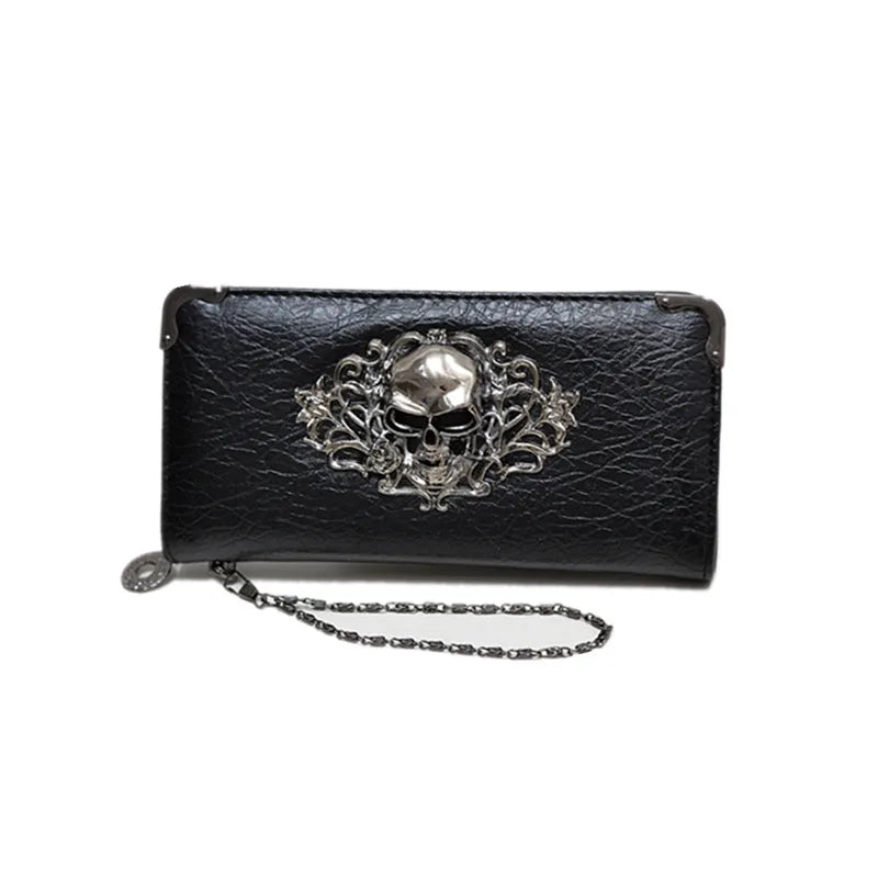 unisex small all seasons pu leather solid color punk square zipper clutch bag