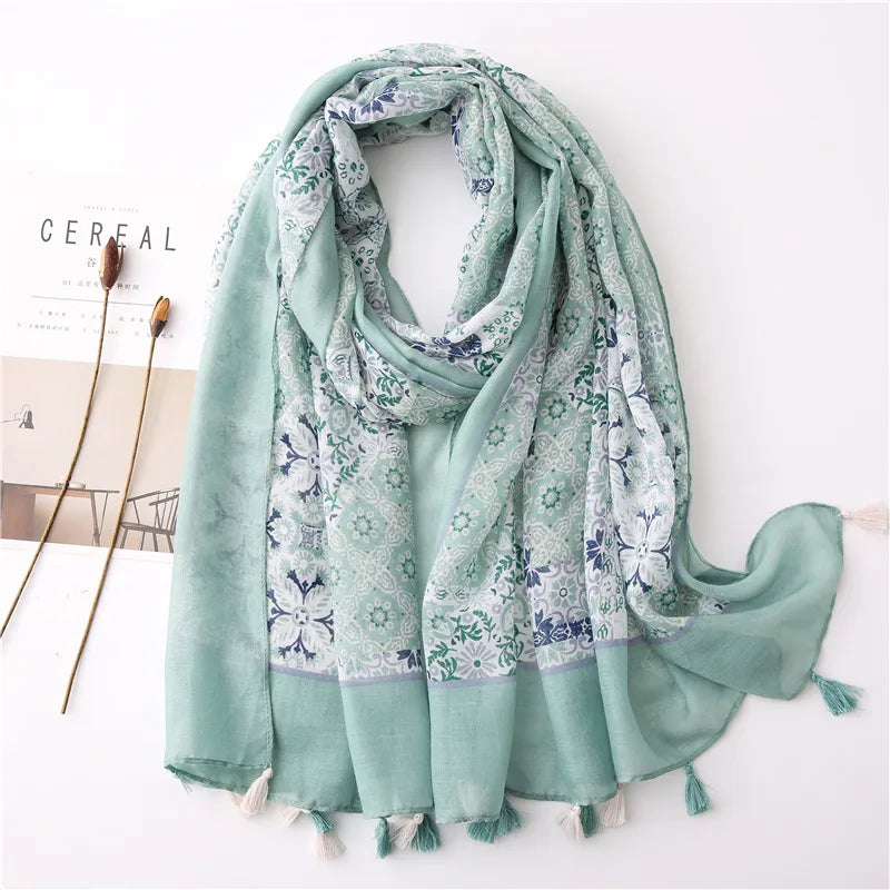 new scarf retro stitching bohemian cashew print silk scarf sunscreen yiwu wholesales