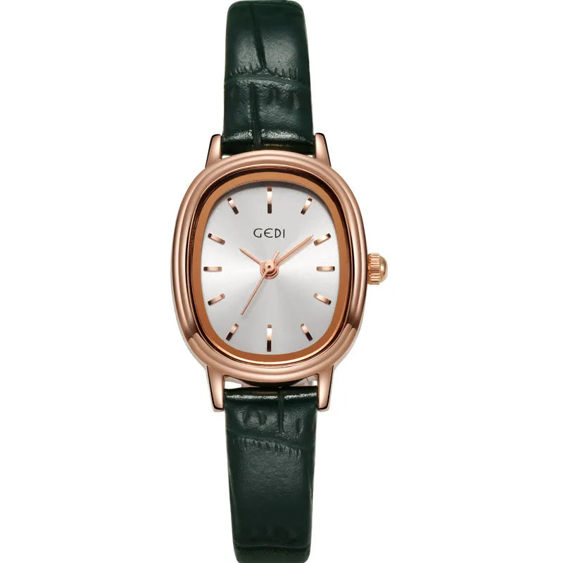 Retro Solid Color Buckle Quartz Watch Women's Watches