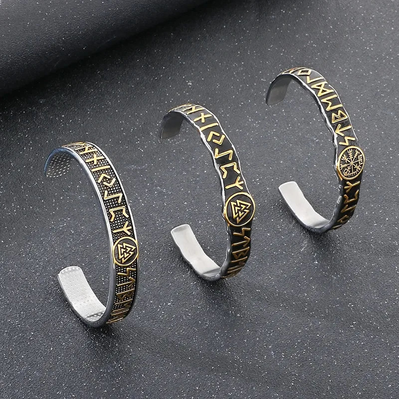 Viking Fashion Retro Stainless Steel Letter Triangle Men's Bracelet