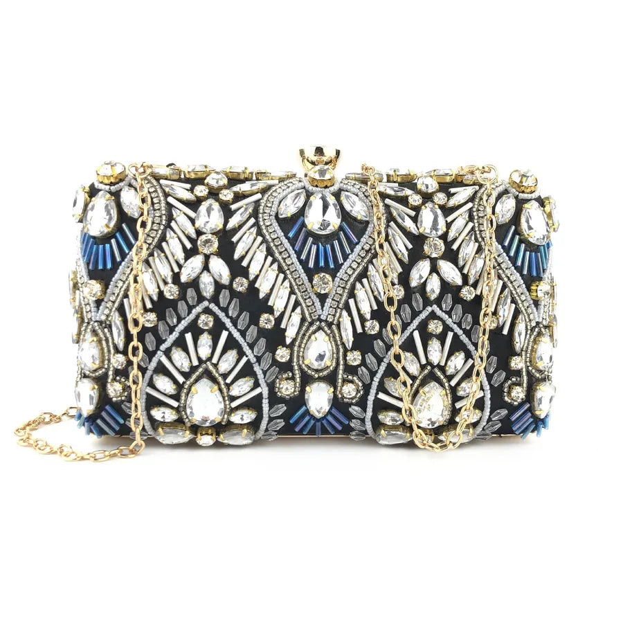 Beige Polyester Geometric Square Evening Bags