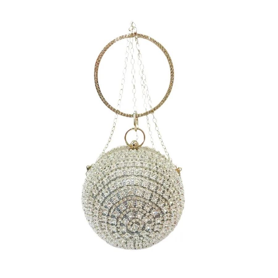 New  fashion banquet bag party  evening bag round spherical silver mini bag hand carrying evening bag