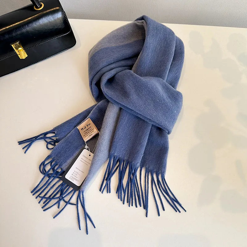 Women's Simple Style Solid Color Fleece Tassel Scarf