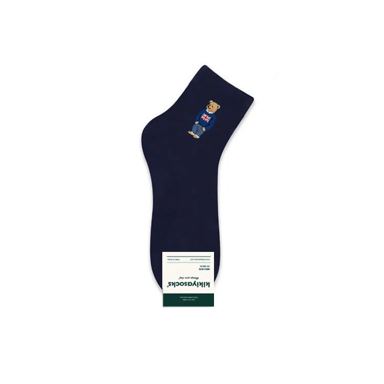 0 spring new men's short waist cotton socks cute cartoon bear short tube Korean socks kiki spring and summer casual