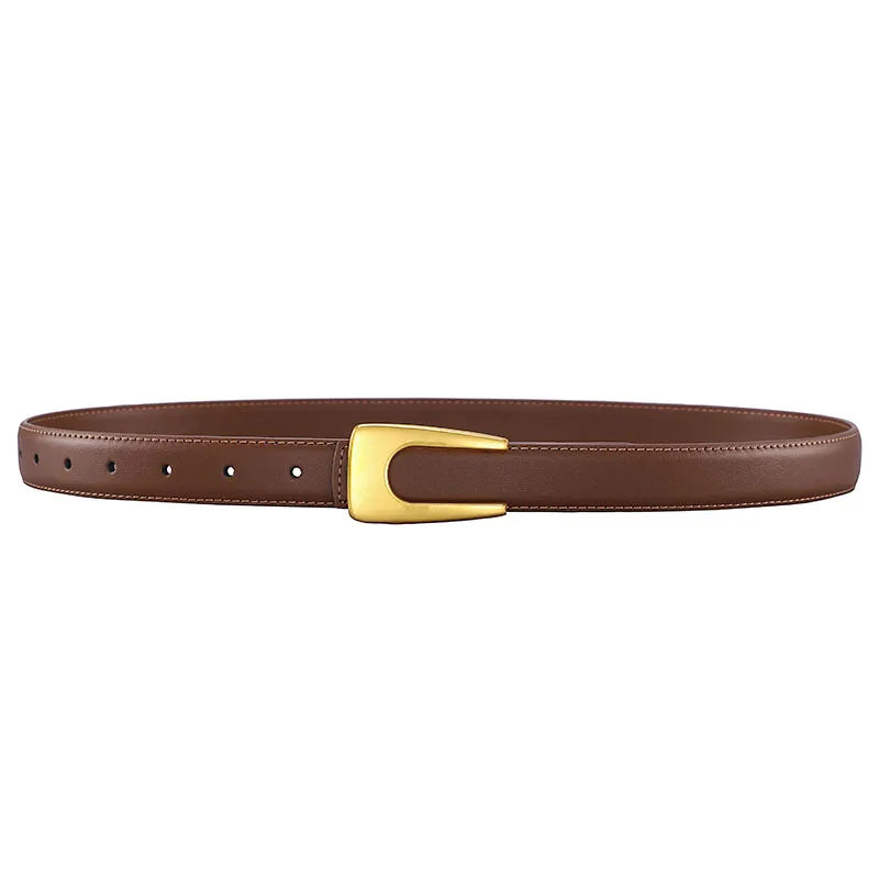 elegant u shape solid color alloy leather women's leather belts