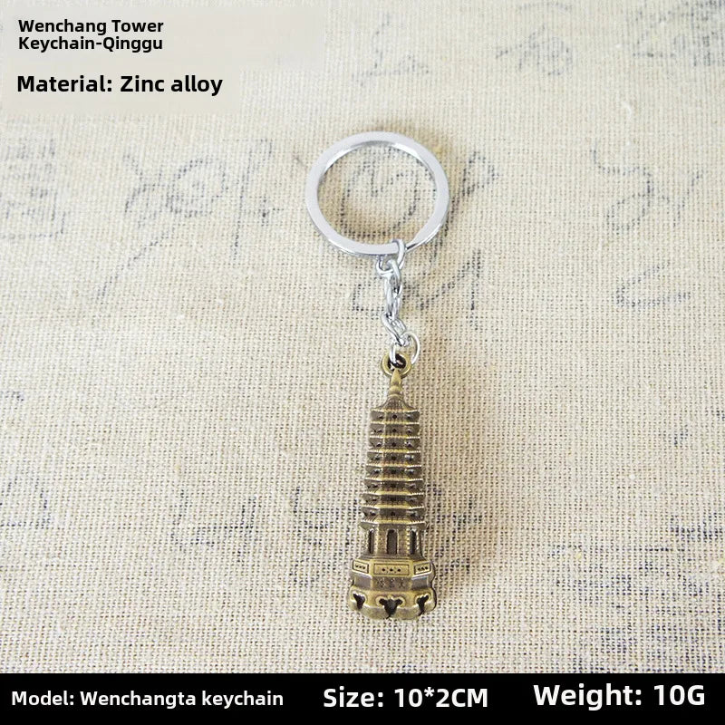Factory sales metal simulation shell pistol tank aircraft hammer Bell ear spoon keychain uncle souvenir