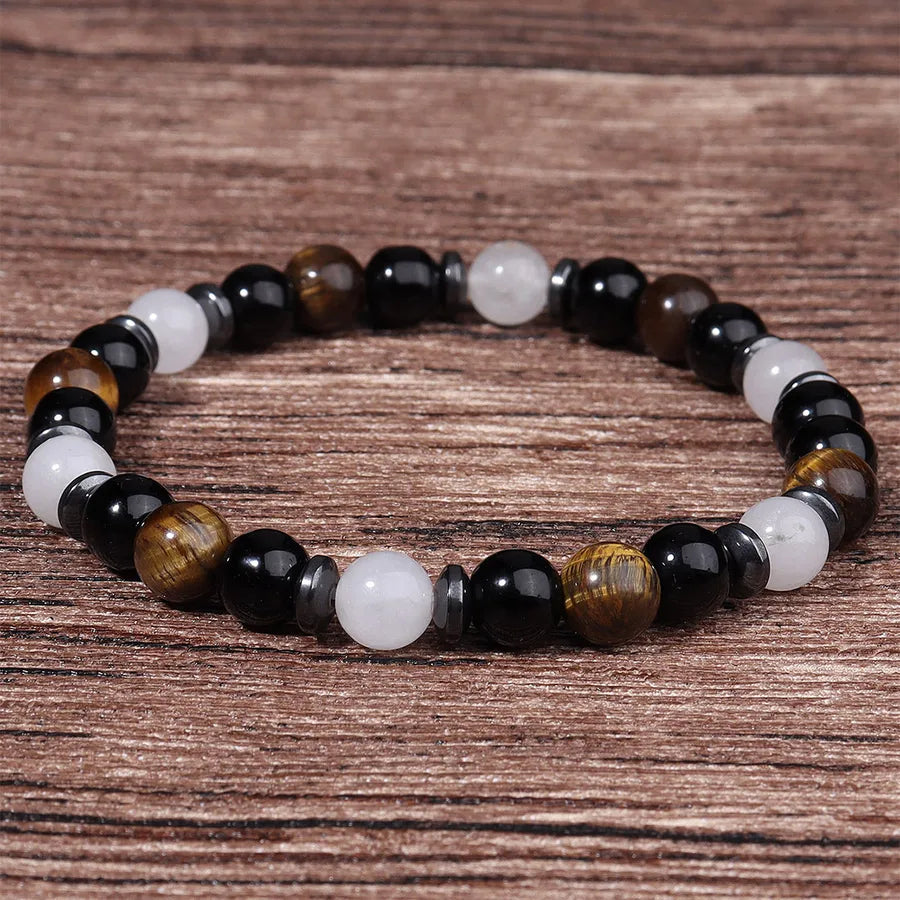 Popular Natural Stone Beaded Bracelet Yellow Tiger Eye Men's Retro Style Bracelet Yiwu Jewelry Wholesale