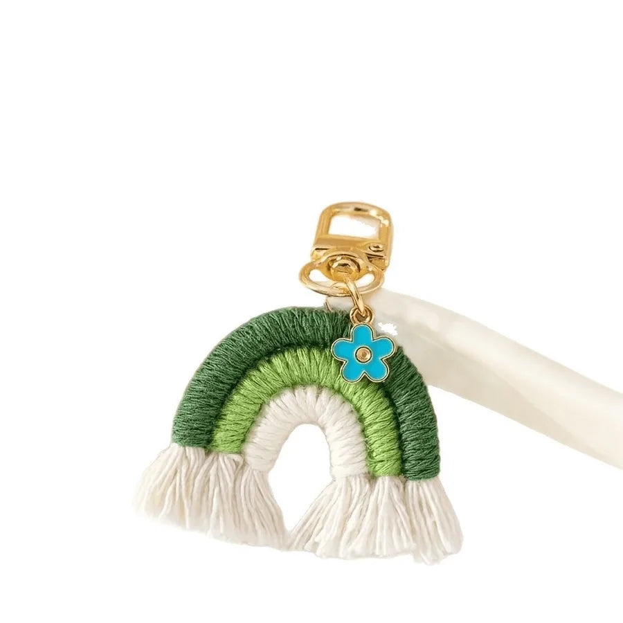 Fashionable Sweet Rainbow Knitted Keychain Pendant Accessory New Arrival Jewelry Handcrafted Tassel Irregular Design Personality
