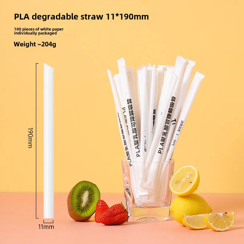 Disposable straw thick separate packaging commercial food grade plastic green hot drink pearl milk tea coffee special thin