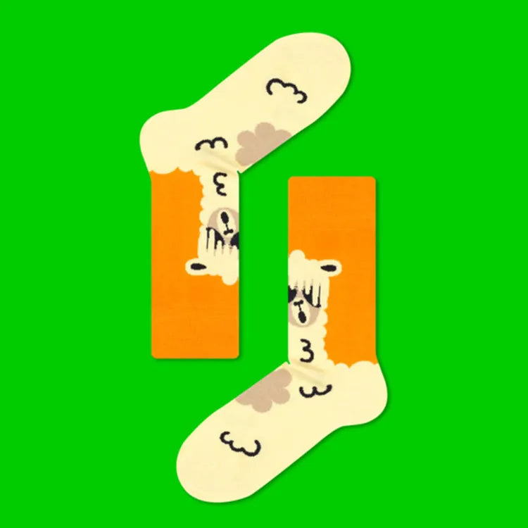 unisex retro color block cotton crew socks a pair