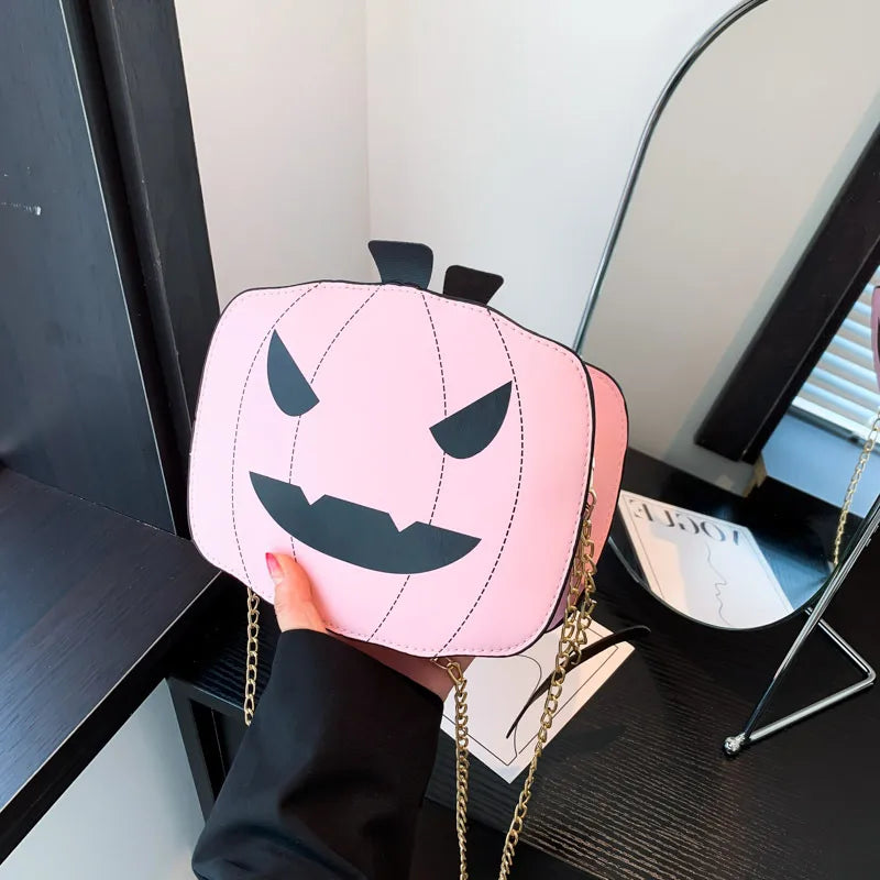 Halloween Funny Pumpkin Bag  New Fashion Color Contrast Personalized Creative Trendy One-Shoulder Women's Bag Cartoon Crossbody Bag