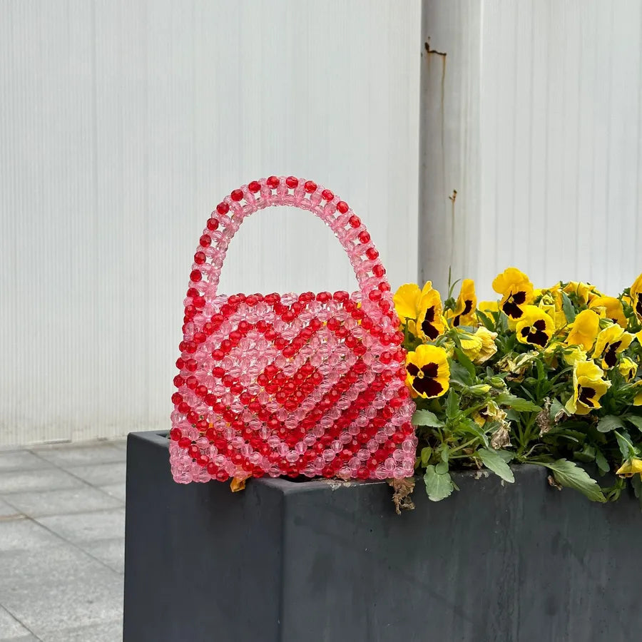 Women's Small Arylic Heart Shape Elegant Square Open Handbag