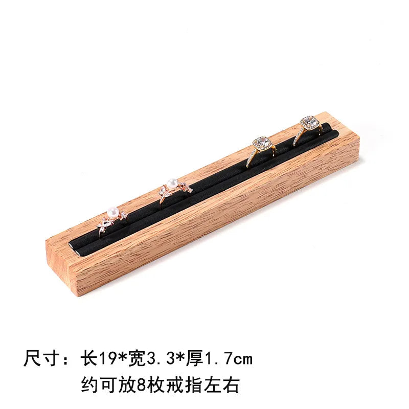 Rectangular Wooden Jewelry Ring Display Stand Holder Plate For Couple Rings High-End Craft Joining Style Jewelry Props