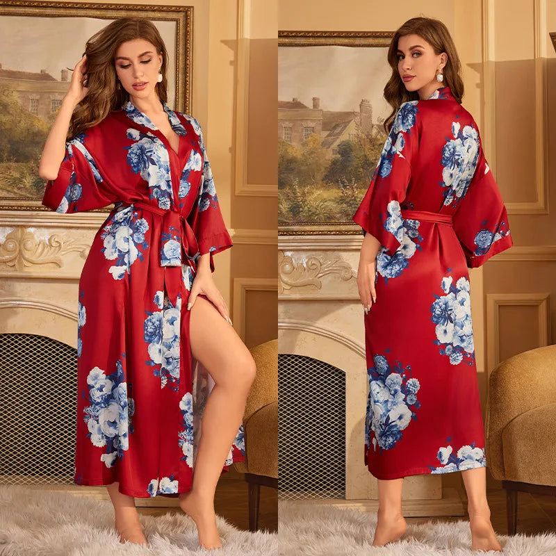 new satin chiffon ice silk light bathrobe multicolors