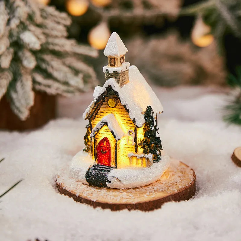 Christmas Vintage Style House Resin Daily Festival Ornaments
