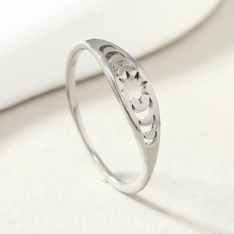 new fashion simple ring non-fading creative cutting hollow six-pointed star stainless steel ring jewelry factory