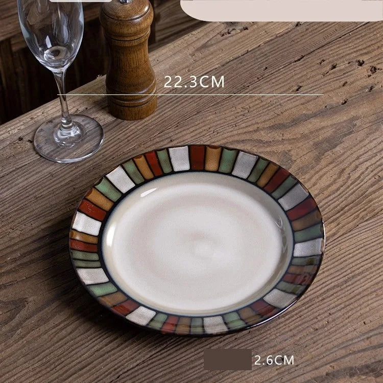 Retro Solid Color Flower ceramics Tableware 1 Piece
