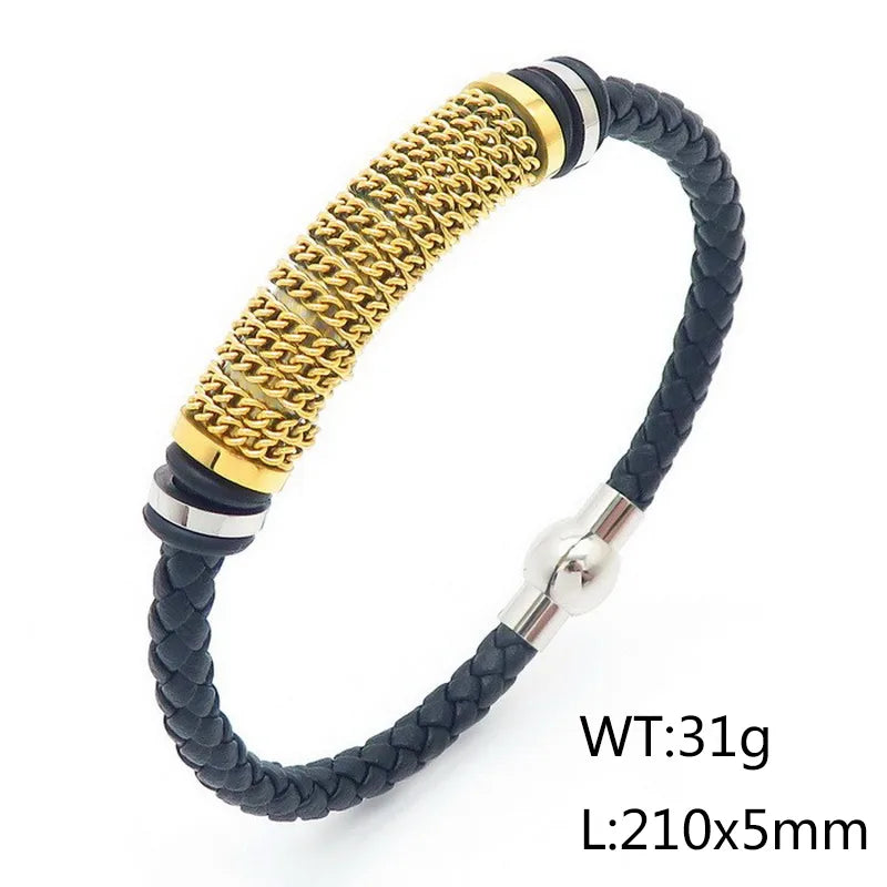 Casual Hip-Hop Geometric Titanium Steel 18K Gold Plated Men's Bangle