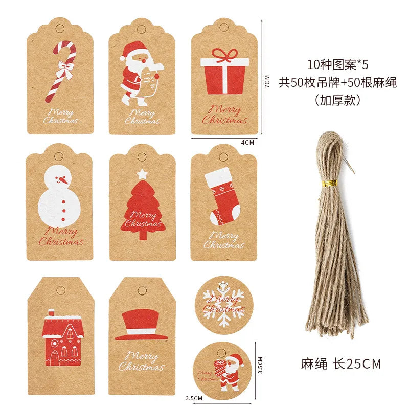 Christmas Fashion Christmas Tree Santa Claus Snowman Kraft Paper Party Hanging Ornaments