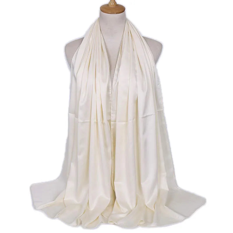 women's lady solid color satin silk scarves