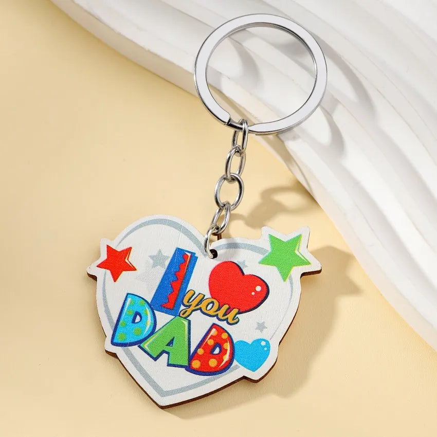 Modern Style Letter Wood Father'S Day Unisex Keychain
