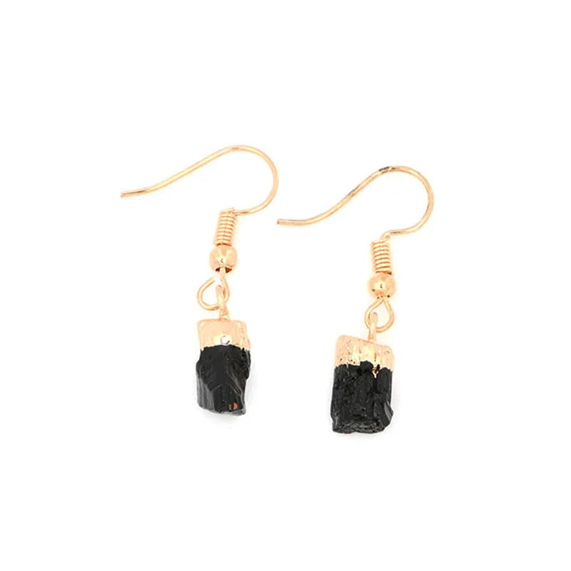 1 pair lady vacation water droplets natural stone copper drop earrings