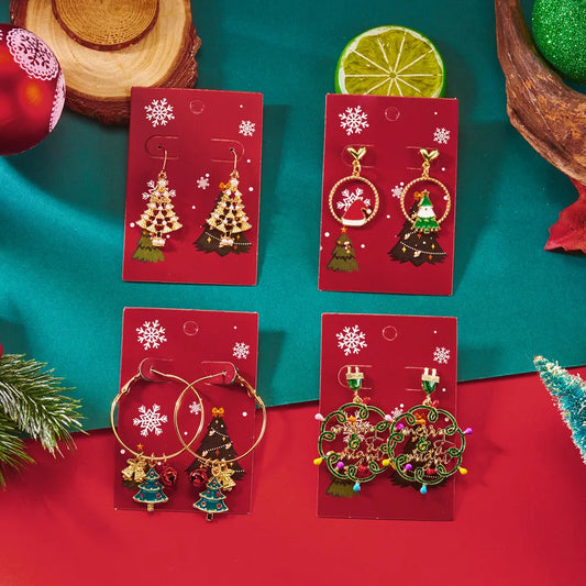 Creative Christmas Bell Design Acrylic Earrings For Women Festive Gingerbread Man Shape Christmas Tree Gift Fashionable