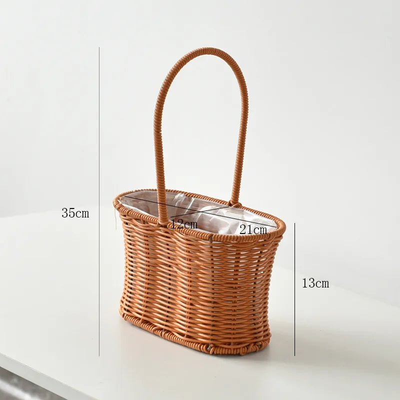 Women's Plastic Iron Solid Color Pastoral Round Square Open Handbag