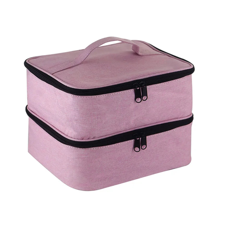 Basic Stripe Solid Color Pu Leather Cloth Square Makeup Bags