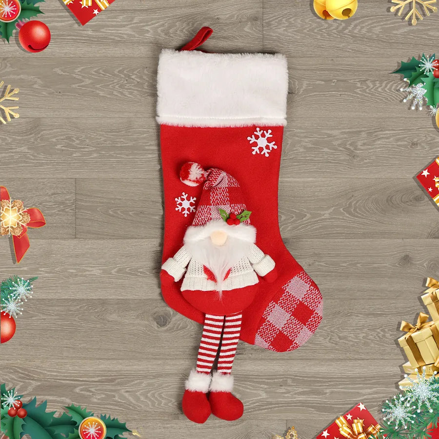 Modern Art Minimalist American Style Christmas Decorations Santa Snowman Reindeer Christmas Socks Christmas Tree Ornaments Gift Bag