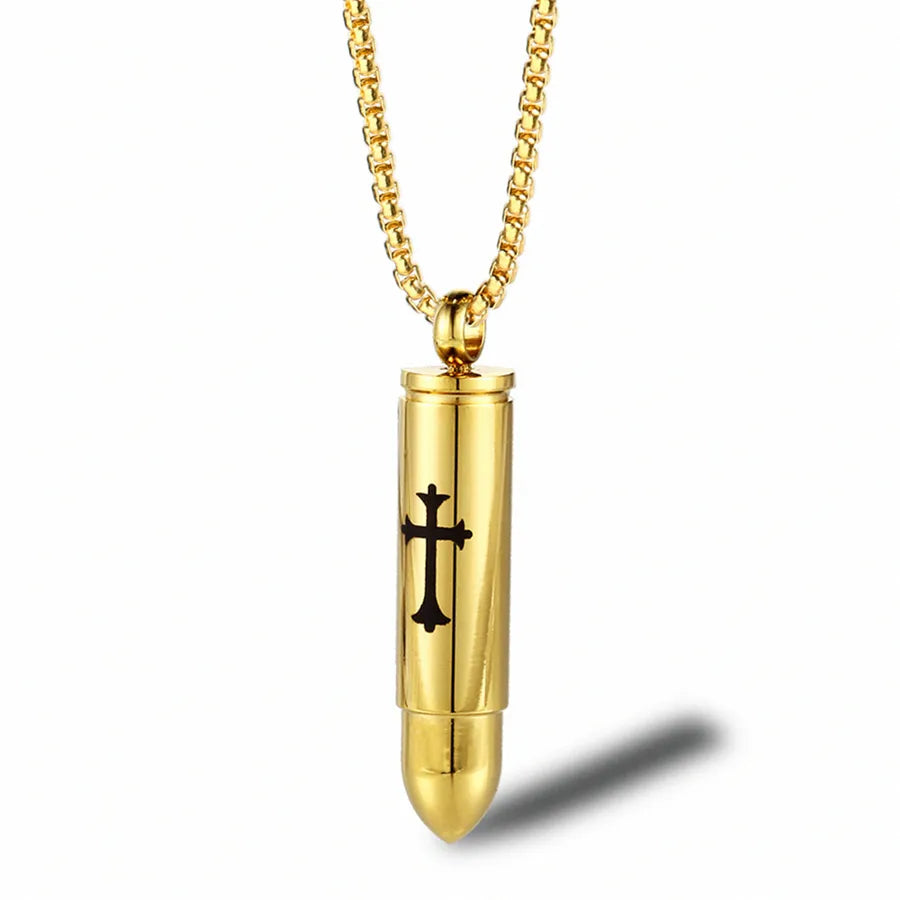 Hip-Hop Retro Cross Bullet 304 Stainless Steel Plating 18K Gold Plated Men'S