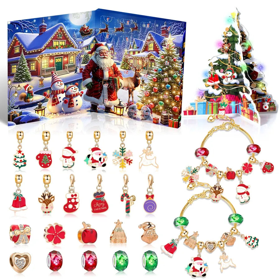 Children's Christmas DIY Crystal Bracelet Set Festive Jewelry Accessories Zinc Alloy Ethnic Style Girls Bracelets Gift