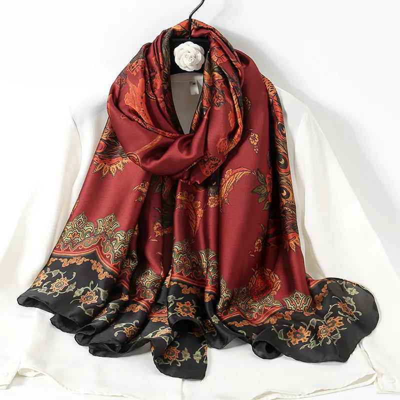 women's lady flower cloud brocade printing scarf