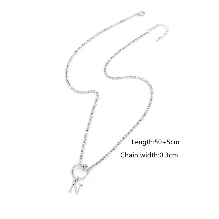 Wholesale Jewelry Retro Simple Style Classic Style Round Letter 201 Stainless Steel 304 Stainless Steel Curb necklace Pendant Necklace