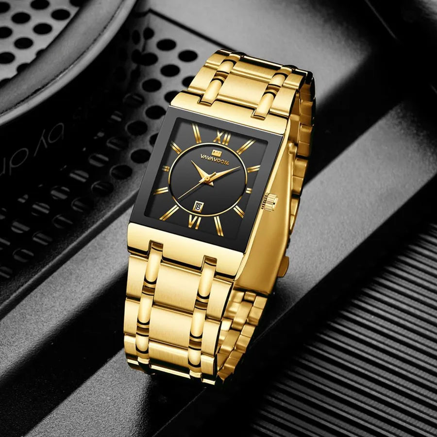 business geometric double side snaps quartz men's watches