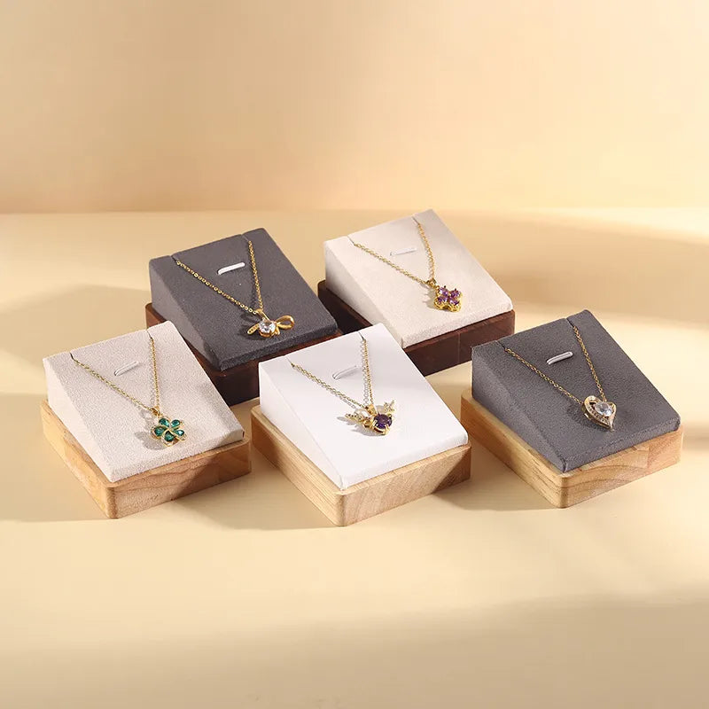 Basic Modern Style Classic Style Geometric solid wood Flannel Jewelry Display Jewelry Rack