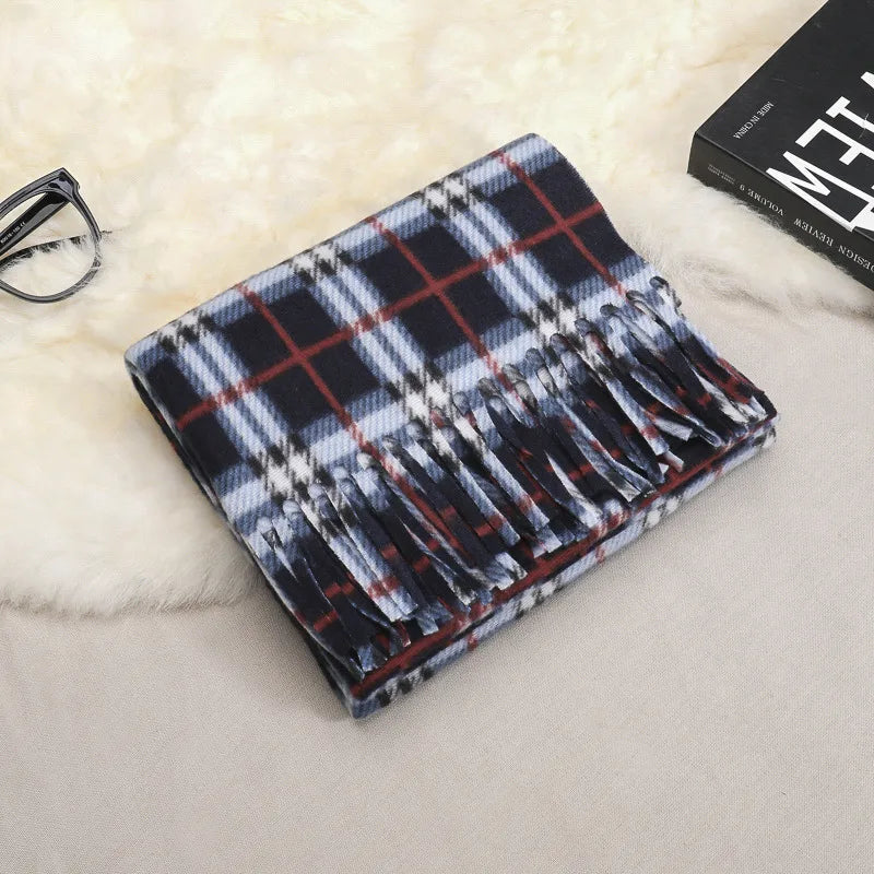 women's fashion plaid double-sided velvet tassel winter scarves