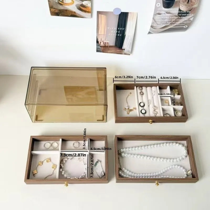 New Large Capacity Multi-layer Walnut Pattern Jewelry Storage Box Earring Necklace Accessory Headwear Handwear Storage Box