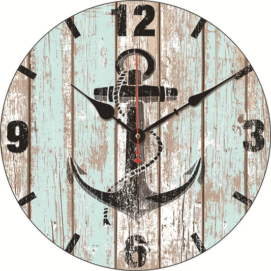 silent wall clock retro wood ocean clock wall sticker simple wall clock retro explosion hanging clock