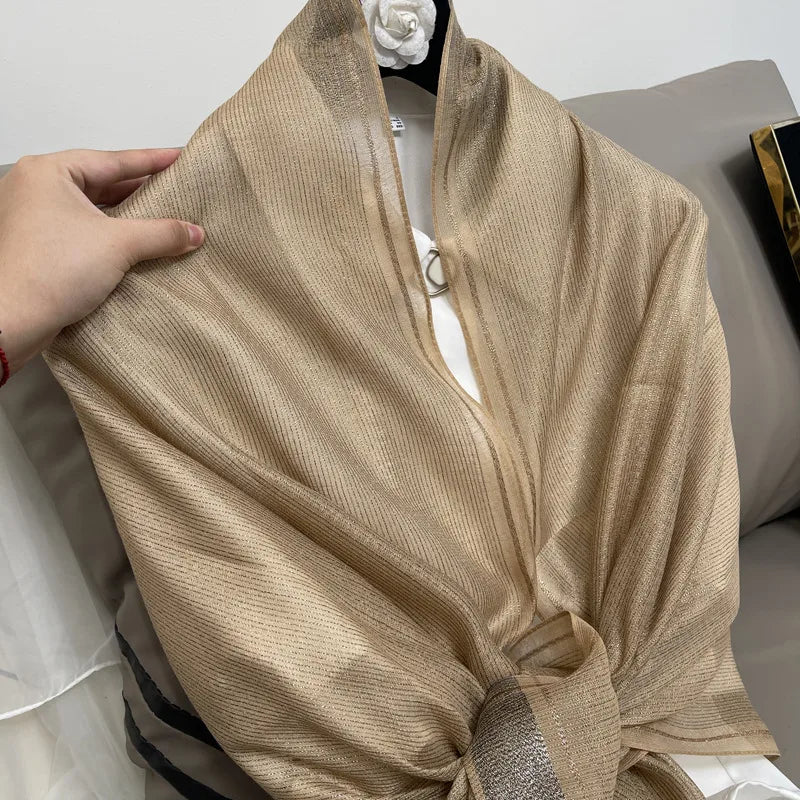 women's elegant solid color polyester silk scarf
