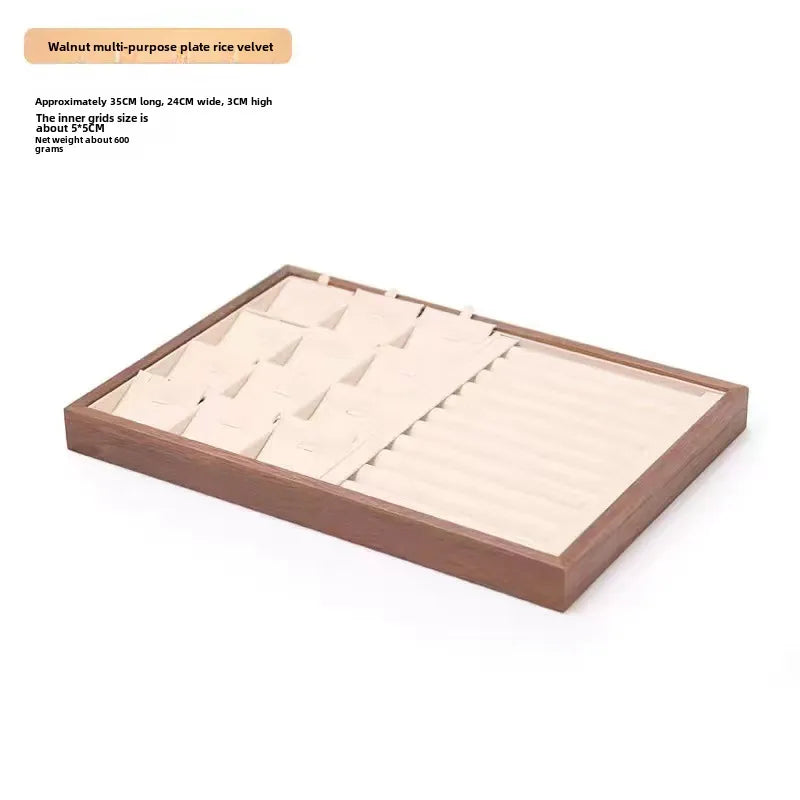 Walnut wood grain jewelry storage box ring tray stud earrings necklace watch tray jewelry bracelet display